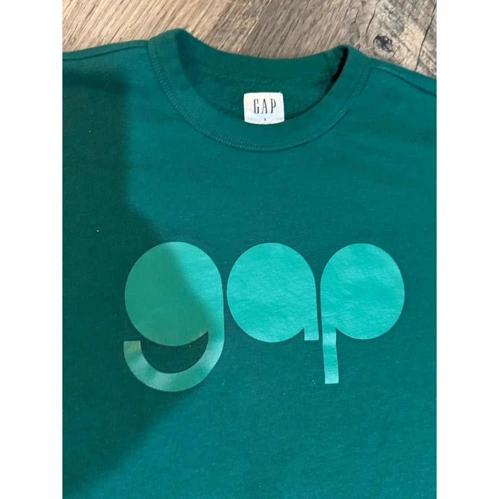 GAP Crewneck Sweatshirt Pullover Green Logo Graphic Comfy Casual Size S‎